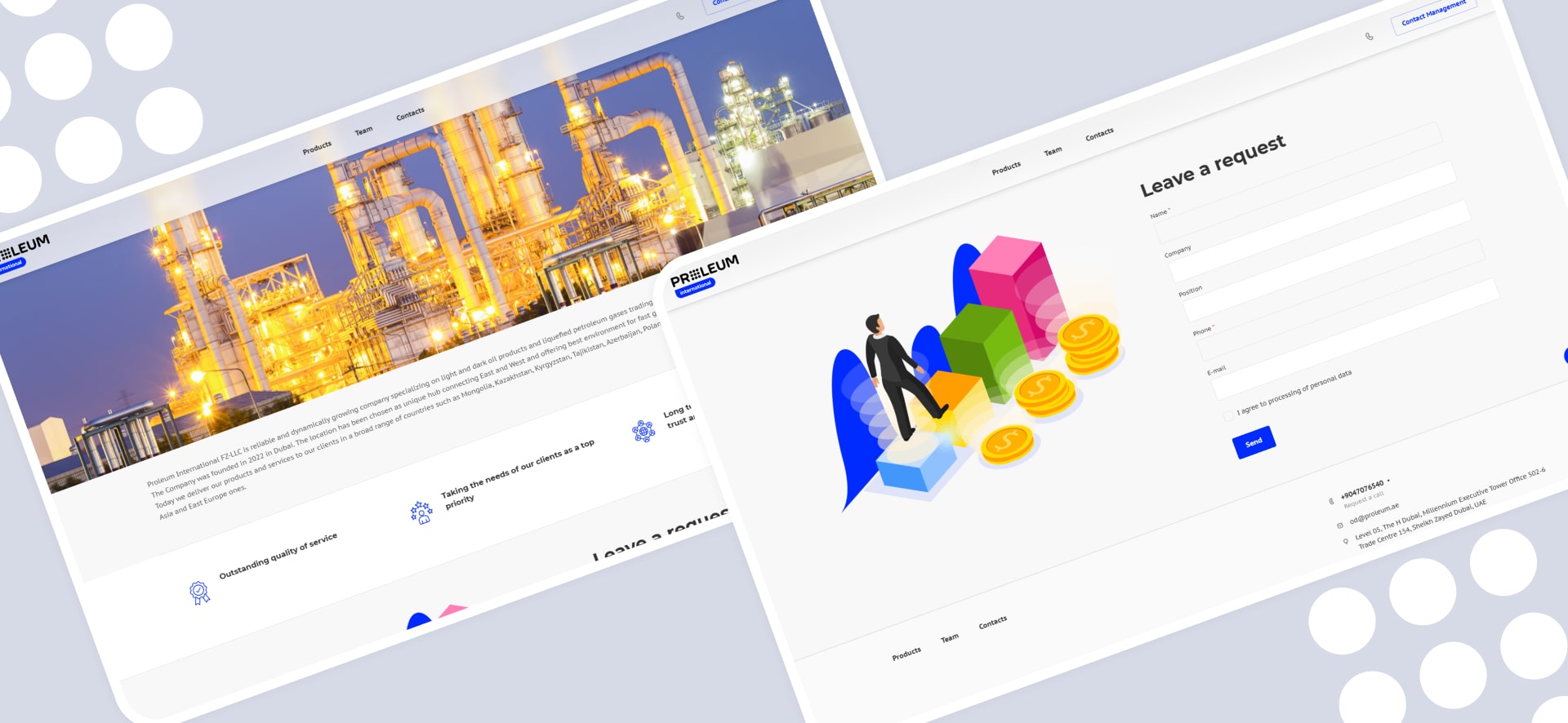 Создание сайта Proleum International: Главная страница
